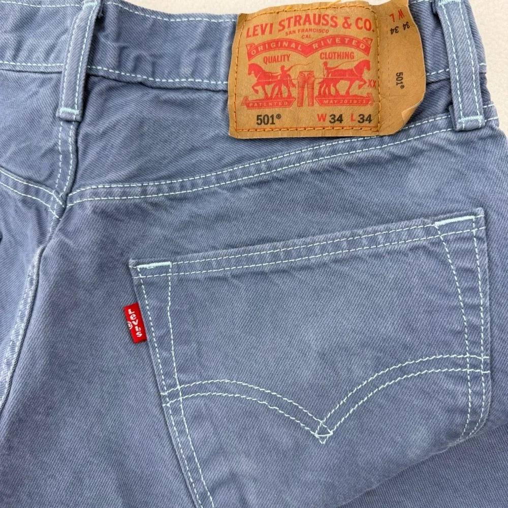 Levi's 501 Original Fit Mens W34 L34 Blue Garment Dyed Jeans